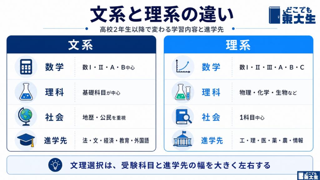文系と理系の授業・受験科目の違い