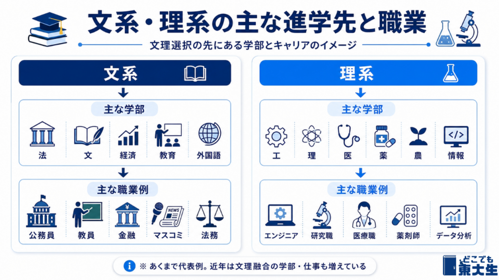 文理選択が将来の職業・学部に与える影響の範囲